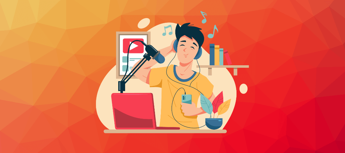 Graphic design of a person listening to music by Payhip