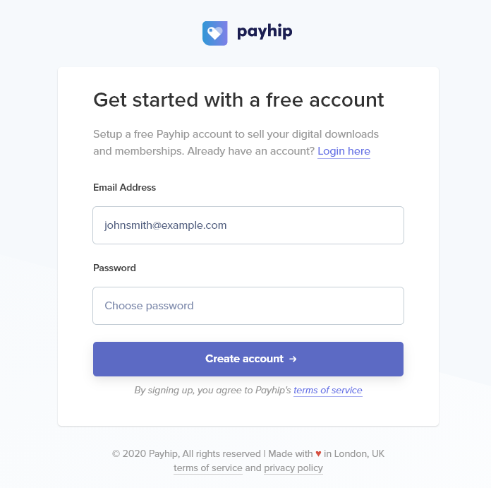 payhip register